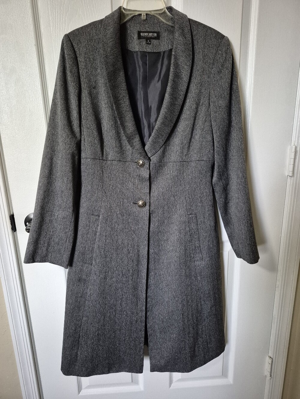 John Meyer Women's Gray Wool-Blend Long Coat
